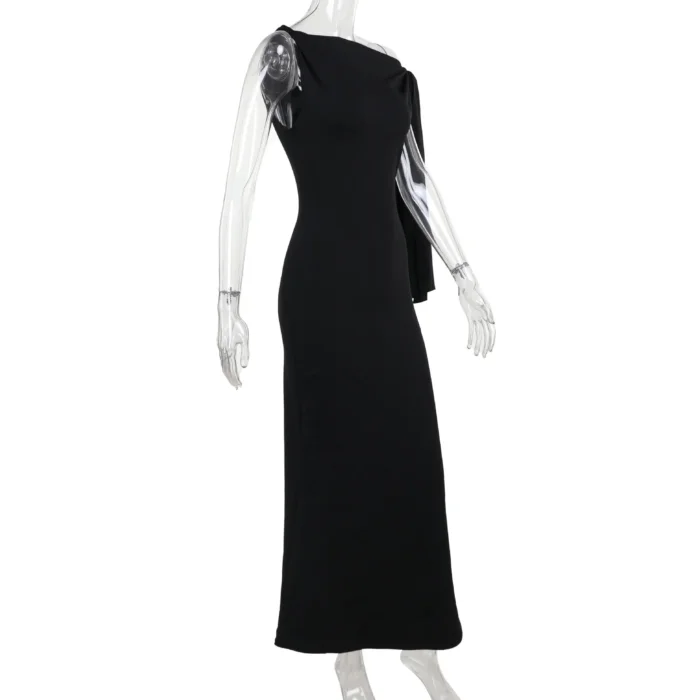One-Shoulder Maxi Dress with Bow Accent - Image 14
