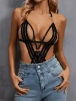 Strappy Cut-Out Bodysuit Teddy Lingerie - Image 6