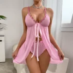 Sheer Floral Lace Open-Front Babydoll Lingerie - Image 22