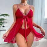 Sheer Floral Lace Open-Front Babydoll Lingerie - Image 20