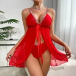 Sheer Floral Lace Open-Front Babydoll Lingerie - Image 15