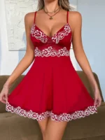 Romantic Lace Trim Babydoll Lingerie Set