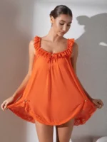 Sweet Ruffle Lace Babydoll Nightdress with Thong - Image 20