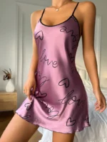 Satin Heart Print Cross-Back Nightdress - Image 24