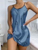 Satin Heart Print Cross-Back Nightdress - Image 29
