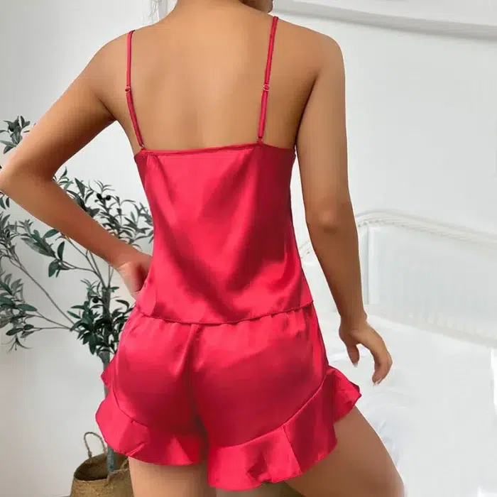 Silky 3-Piece Pajama Set – Cami, Shorts & Robe - Image 4