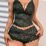 Elegant Floral Lace Bralette & High Waist Panty Lingerie Set