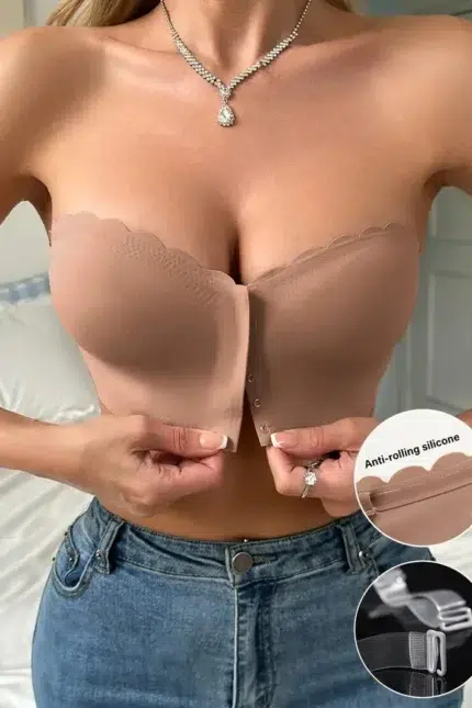 Strapless Bandeau Top with Scalloped Edge