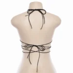 Black Faux Leather Hollow-Out Strappy Bikini Top - Image 5