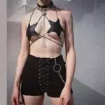 Black Faux Leather Hollow-Out Strappy Bikini Top - Image 7