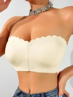Strapless Bandeau Top with Scalloped Edge - Image 12