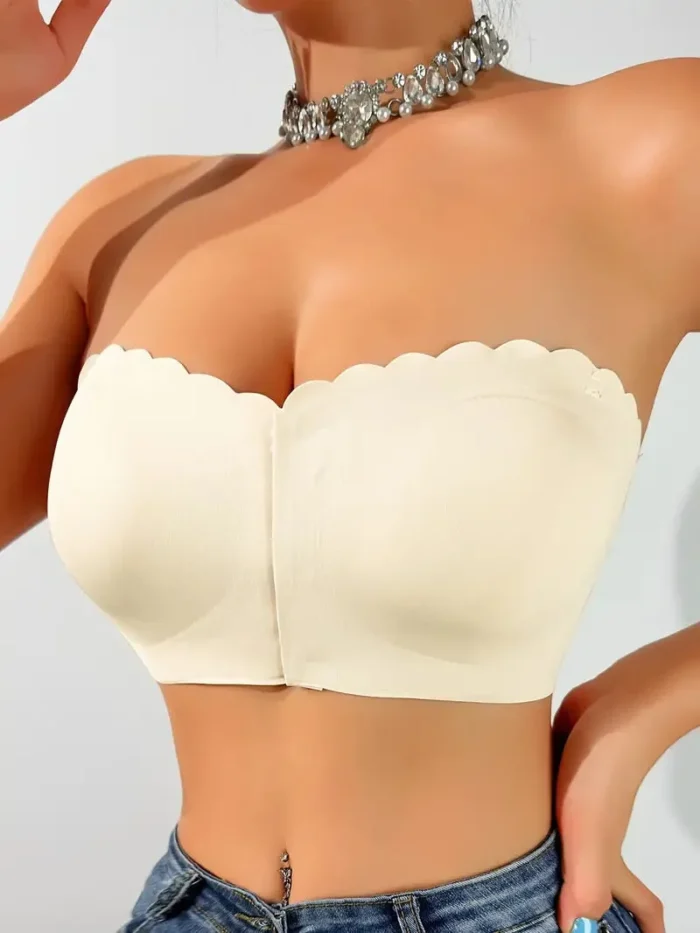 Strapless Bandeau Top with Scalloped Edge - Image 12