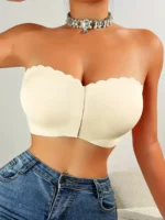 Strapless Bandeau Top with Scalloped Edge - Image 14