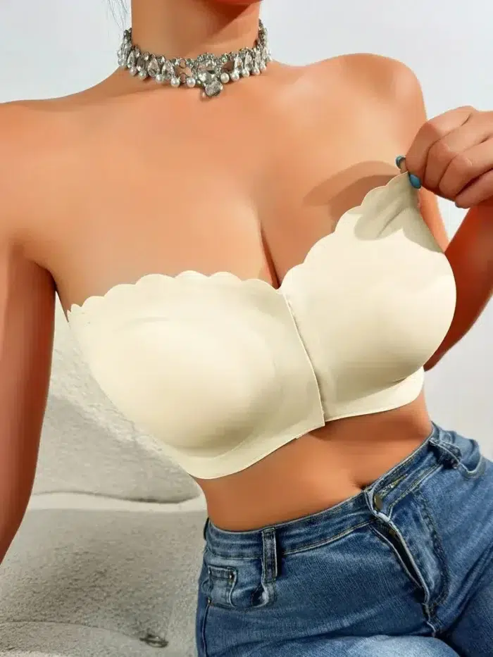 Strapless Bandeau Top with Scalloped Edge - Image 15