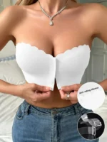 Strapless Bandeau Top with Scalloped Edge - Image 16
