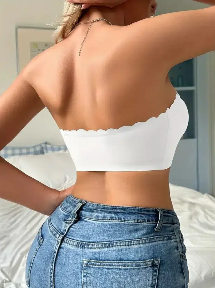 Strapless Bandeau Top with Scalloped Edge - Image 18