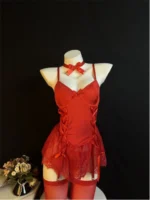 5 Pcs Lace Corset Babydoll Lingerie Set With Thong Garter Straps Stockings - Image 32