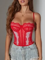 Elegant Lace Corset Bustier Top - Image 36