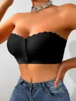Strapless Bandeau Top with Scalloped Edge - Image 8