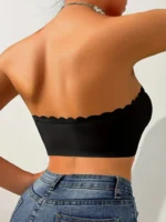 Strapless Bandeau Top with Scalloped Edge - Image 9