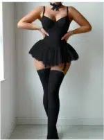 Lace Corset Style Babydoll Bodysuit Lingerie With Garter Straps - Image 11