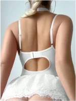 Lace Corset Style Babydoll Bodysuit Lingerie With Garter Straps - Image 13