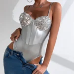 Shimmer Sequin Cup Satin Bodysuit - Image 12