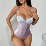 Shimmer Sequin Cup Satin Bodysuit - Image 13