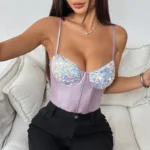Shimmer Sequin Cup Satin Bodysuit - Image 18