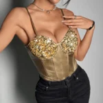 Shimmer Sequin Cup Satin Bodysuit - Image 5