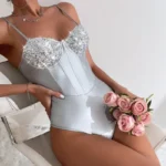 Shimmer Sequin Cup Satin Bodysuit - Image 10