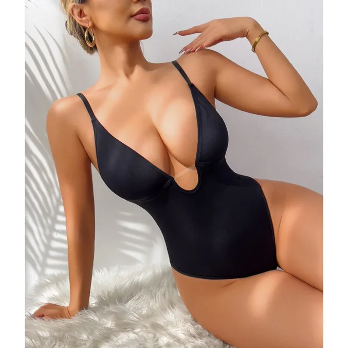 Hip Lifting Seamless Shapewear Sexy Deep V Wireless Backless Bodysuit - Image 8