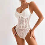 Sexy Sheer Floral Lace Bodysuit Lingerie With Underwire Support - Image 3