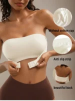 Front Closure Strapless Bandeau Padded Comfortable Wireless Bra