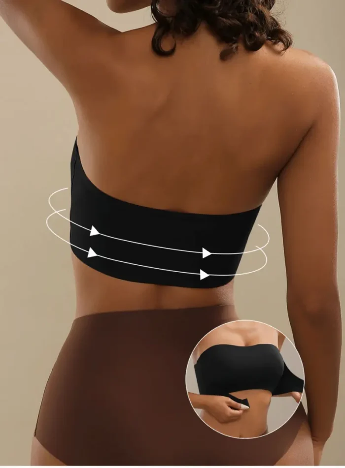 Front Closure Strapless Bandeau Padded Comfortable Wireless Bra - Image 4