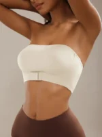 Front Closure Strapless Bandeau Padded Comfortable Wireless Bra - Image 14