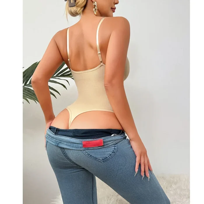 Hip Lifting Seamless Shapewear Sexy Deep V Wireless Backless Bodysuit - Image 18
