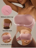 Front Closure Strapless Bandeau Padded Comfortable Wireless Bra - Image 15