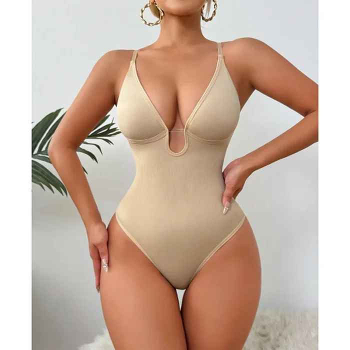 Hip Lifting Seamless Shapewear Sexy Deep V Wireless Backless Bodysuit - Image 11