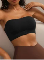 Front Closure Strapless Bandeau Padded Comfortable Wireless Bra - Image 5