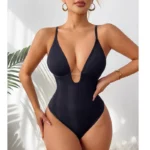 Hip Lifting Seamless Shapewear Sexy Deep V Wireless Backless Bodysuit - Image 4