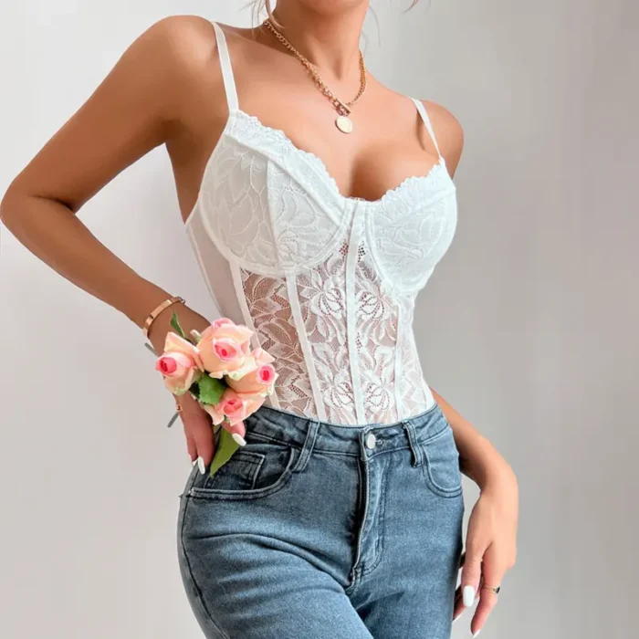 Sexy Sheer Floral Lace Bodysuit Lingerie With Underwire Support - Image 6