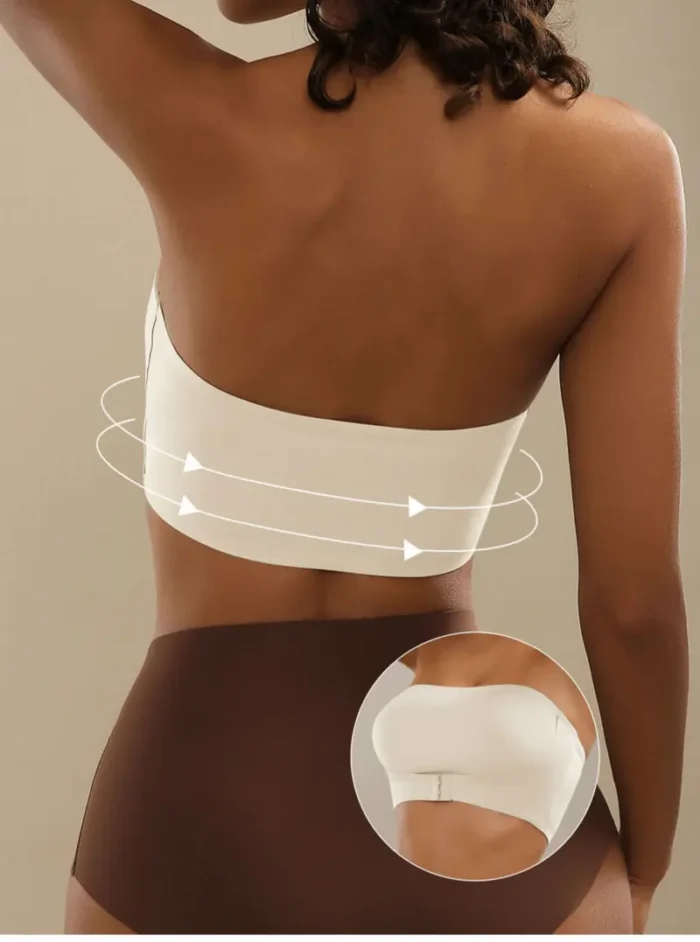 Front Closure Strapless Bandeau Padded Comfortable Wireless Bra - Image 10