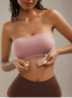 Front Closure Strapless Bandeau Padded Comfortable Wireless Bra - Image 17
