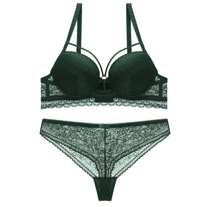 Sexy Lace Strappy Push Up Bra & Panty Lingerie Set - Image 7