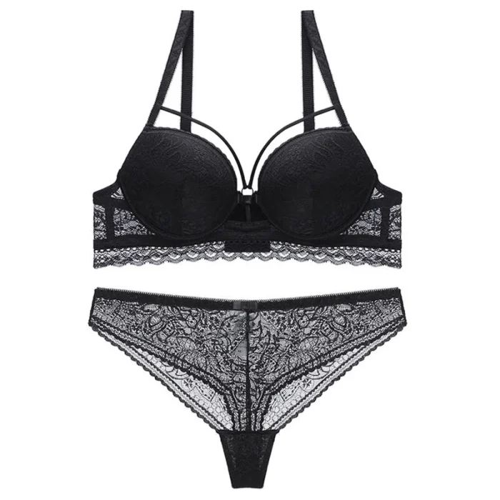 Sexy Lace Strappy Push Up Bra & Panty Lingerie Set - Image 19