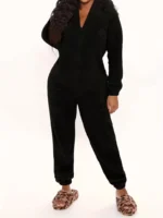 Cozy Fuzzy Hooded Onesie Pajamas for Women – Long Sleeve Zip Up Jumpsuit Sleepwear - Image 11