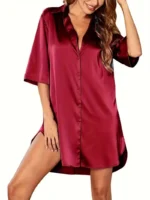 Satin Button-Down Shirt Nightdress - Image 12