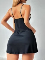 Lace Trim Hip-Hugging Side Slit Chemise Nightgown - Image 7