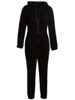 Cozy Fuzzy Hooded Onesie Pajamas for Women – Long Sleeve Zip Up Jumpsuit Sleepwear - Image 12